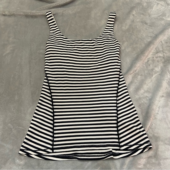 Lululemon Amala Tank Top Narrow Bold Stripe Black Angel Wing 21953 - Picture 5 of 11
